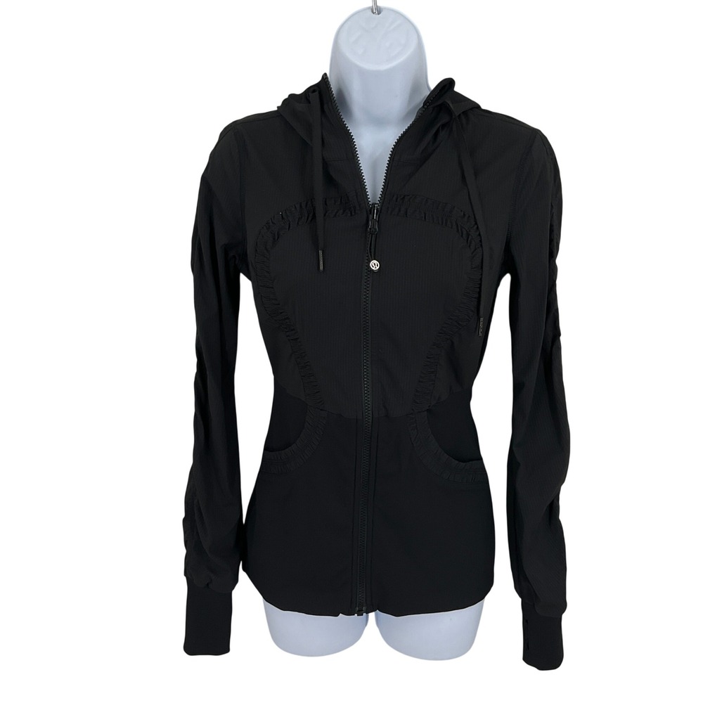 Lululemon Dance Studio Jacket Womens 6 Black Reversible Full Zip Hooded‎
